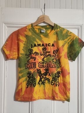 Kids Tie-Dye 'Jamaica Me Crazy' Graphic Tee - Yellow, Green, Orange